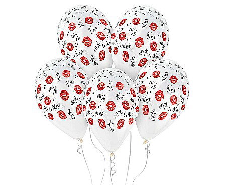 Baloane latex - GOD BALOANE Premium helium balloons KIss Kiss, 33cm, 5/set GS120/946
