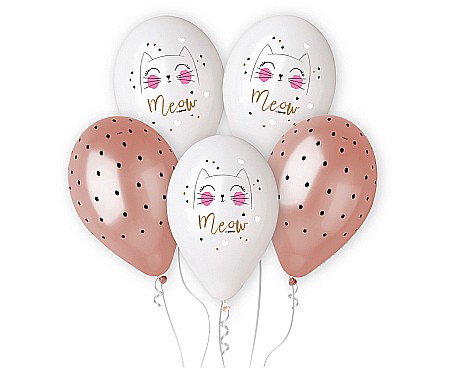 Baloane latex - GOD BALOANE Premium helium ballons, CAT, 33cm, 5/set GMS120/KOT