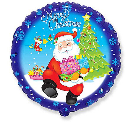 Baloane de Craciun si An Nou - GOD BALON FOLIE ALUMINIU Merry Christmas - St. Nicholas z gift, circle 46cm, 401529
