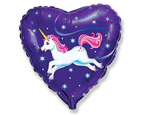 Baloane si accesorii - GOD BALON FOLIE ALUMINIU Flying Unicorn, 46cm, blue heart 201655