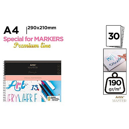 Blocuri de desen profesionale - BLOC DESEN MARKER IPB A4 ARTIX SPIRA 30 COLI 190GR/M2 PB308