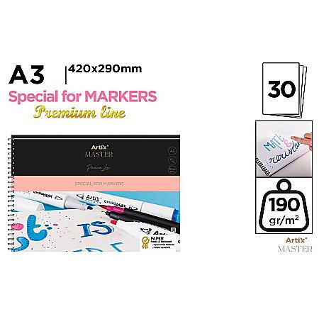 Blocuri de desen profesionale - BLOC DESEN MARKER IPB A3 ARTIX SPIRA 30 COLI 190GR/M2 PB309
