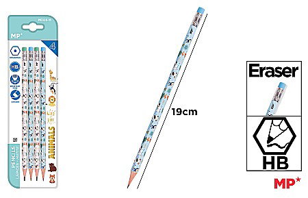 Creioane - CREION GRAFIT IPB HB CU RADIERA 4/SET ANIMALUTE PE335-11