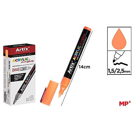 Marker cu vopsea - MARKER ACRILIC IPB 1.5-2.5MM PORTOCALIU INCHIS PP922-07