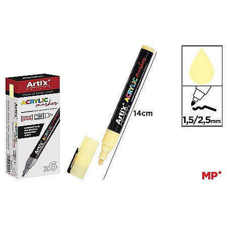 Marker cu vopsea - MARKER ACRILIC IPB 1.5-2.5MM GALBEN LAMAI PP922-13