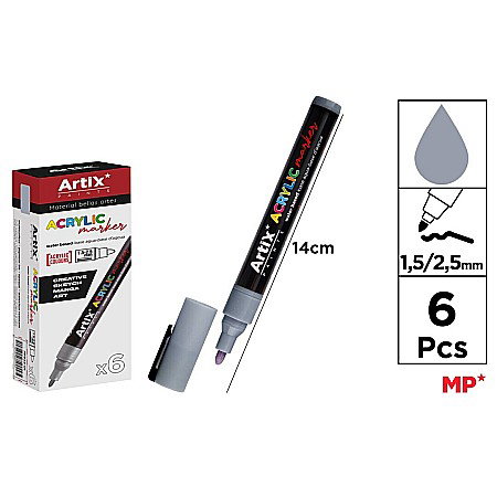 Marker cu vopsea - MARKER ACRILIC IPB 1.5-2.5MM GRI PP922-25