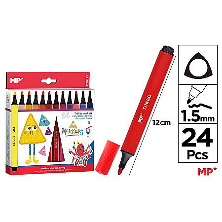 RECHIZITE SCOLARE IPB - CARIOCI TRIKIDS IPB 24 CULORI/SET TRIUNGHIULARE PP891-24