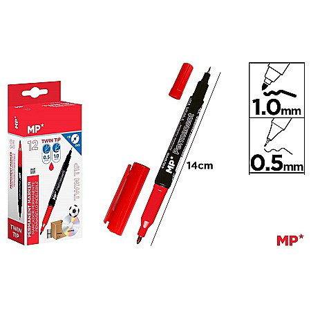 Bic/ IPB - MARKER PERMANENT IPB 2 CAPETE 1.0MM - 0.5MM ROSU PE541R-S