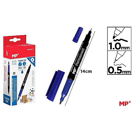 Bic/ IPB - MARKER PERMANENT IPB 2 CAPETE 1.0MM - 0.5MM ALBASTRU PE541A-S