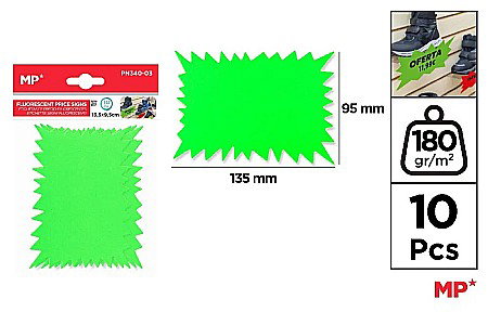 Role pret - ETICHETA PRET IPB 135*95MM 10/SET VERDE NEON PN340-03