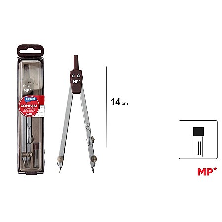 Compas scolar - COMPAS IPB 140MM 2 PIESE ARGINTIU PA117
