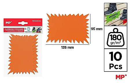 Role pret - ETICHETA PRET IPB 135*95MM 10/SET PORTOCALIU NEON PN340-04