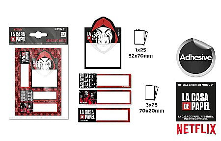 Indecsi autoadezivi, pagemarkere - STICK INDEX IPB 52*70MM-70*20MM*25 PCS LA CASA DE PAPEL NFCP004-03
