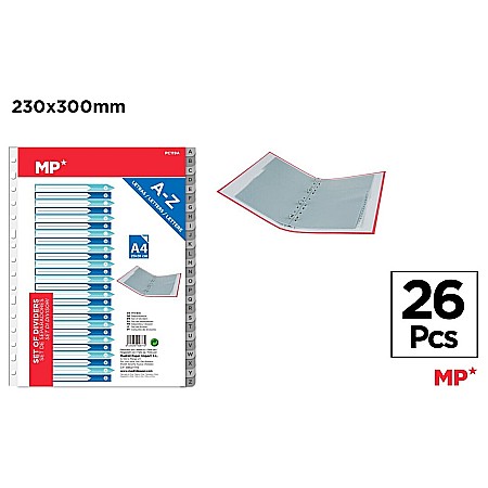 Separatoare index si separatoare biblioraft - SEPARATOARE INDEX PLASTIC IPB A4, A-Z GRI PC119A