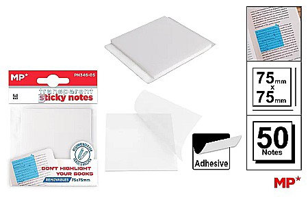 Notite autoadezive pt studenti - POST IT ADEZIV TRANSLUCID IPB 75*75MM ALB 50/SET PN346-05