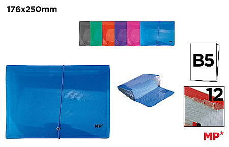ORGANIZARE SI ARHIVARE - MAPA B5 PP IPB 12 COMPARTIMENTE CULORI PASTEL PC346