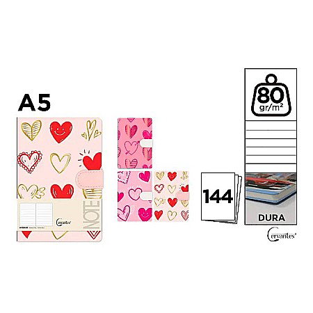 RECHIZITE SCOLARE IPB - NOTES IPB A5 144 FILE FANTASY HEARTS CLAPA MAGNETICA PB475-51