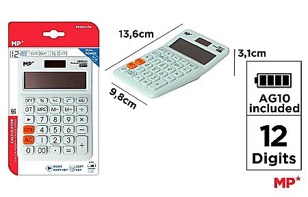 APARATURĂ ȘI PRODUSE DE BIROU - CALCULATOR BIROU IPB 12DIG VERDE PE032-04