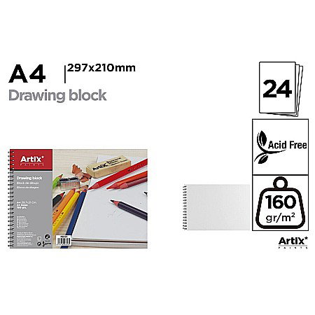 Blocuri de desen profesionale - BLOC DESEN IPB A4 ARTIX SPIRA 24 COLI 160GR/M2 PB301