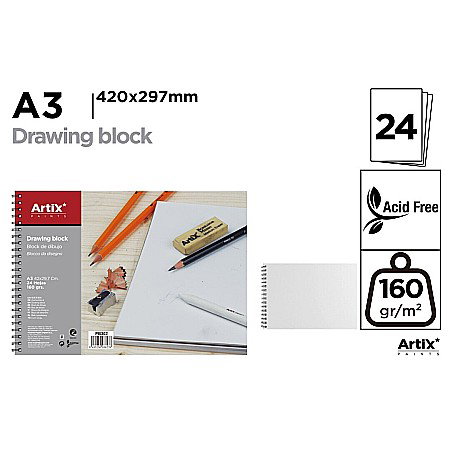 Blocuri de desen profesionale - BLOC DESEN IPB A3 ARTIX SPIRA 24 COLI 160GR/M2 PB302