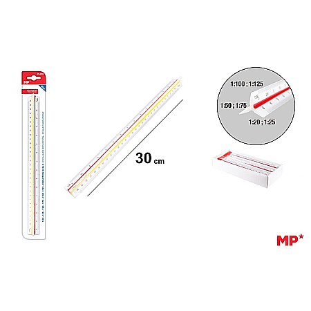 INSTRUMENTE DE DESEN SI PROIECTARE - RIGLA PLASTIC IPB 30CM TRIUNGHIULARA 3 SCALE PL010