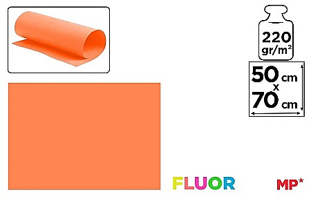 Carton color 50x70 - CARTON COLOR IPB 50*70CM 220GR PORTOCALIU NEON PN254