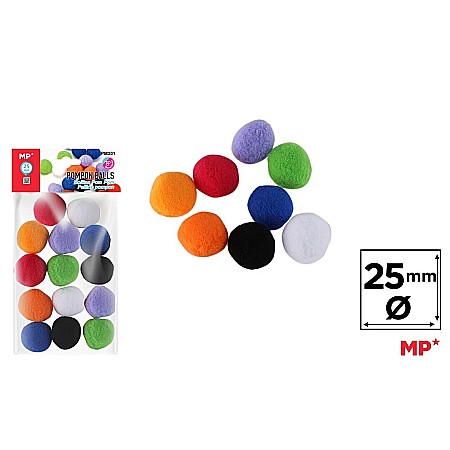 Pom-pom/ Sarma plusata - POMPOM IPB 25MM 14/SET COLOR PM201