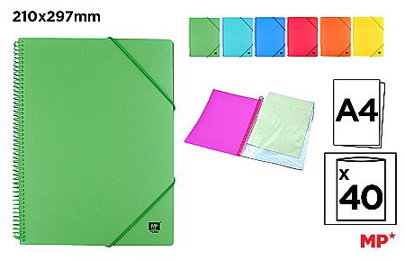 Mape de prezentare cu folii - MAPA PREZENTARE A4 IPB CU SPIRA SI ELASTIC 40 FOLII CULORI INTENSE PC502