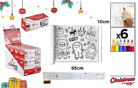 Seturi creative Christmas - ROLA HARTIE DE COLORAT IPB 10*85CM CU 6 CREIOANE COLORATE CRACIUN CH24001-1