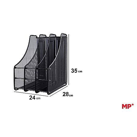 Suporturi verticale pentru documente - SUPORT DOSARE VERTICAL IPB METALIC 3 COMPARTIMENTE TIP PLASA NEGRU PA909