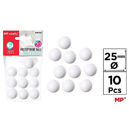 Bile/ Conuri/ Globuri din Polistiren - BILA POLISTIREN IPB 2.5CM 10/SET PM703