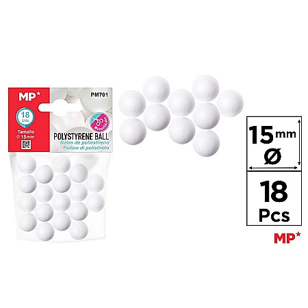 Bile/ Conuri/ Globuri din Polistiren - BILA POLISTIREN IPB 1.5CM 18/SET PM701