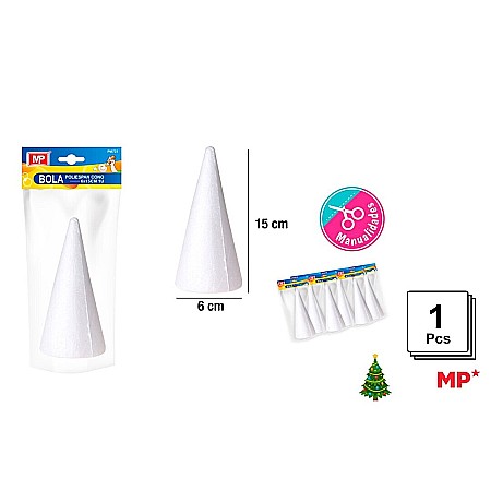 Bile/ Conuri/ Globuri din Polistiren - CON POLISTIREN IPB 6*15CM PM721
