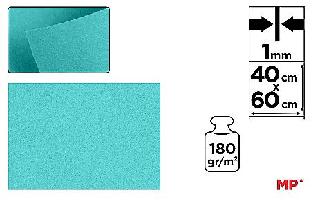 Fetru 40x60 cm - PASLA IPB 40*60CM 1MM TURQUOISE PN684