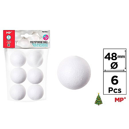 Bile/ Conuri/ Globuri din Polistiren - BILA POLISTIREN IPB 4.8CM 6/SET PM706-2