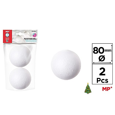 Bile/ Conuri/ Globuri din Polistiren - BILA POLISTIREN IPB 8CM 2/SET PM709-2