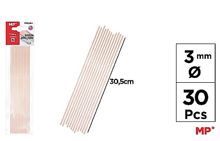 Materiale tehnice pentru aranjamente florale - BAGHETE LEMN IPB 3MM*30.5CM 30/SET NATUR PM028-1
