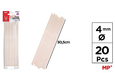 Materiale tehnice pentru aranjamente florale - BAGHETE LEMN IPB 4MM*30.5CM 20/SET NATUR PM028-2