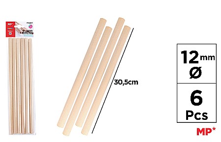 Materiale tehnice pentru aranjamente florale - BAGHETE LEMN IPB 12MM*30.5CM 6/SET NATUR PM028-7
