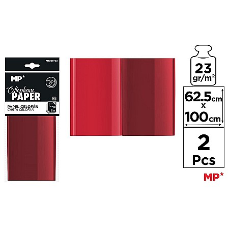 Celofan pentru flori - CELOFAN IPB 62.5*100CM 2/SET ROSU PN206-02