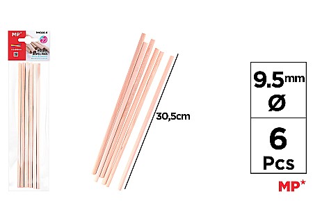 Materiale tehnice pentru aranjamente florale - BAGHETE LEMN IPB 9.5MM*30.5CM 6/SET NATUR PM028-6