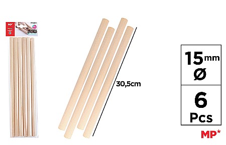 Materiale tehnice pentru aranjamente florale - BAGHETE LEMN IPB 15MM*30.5CM 6/SET NATUR PM028-8