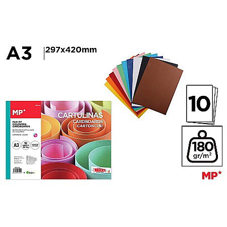 Hartie si carton colorate - CARTON COLOR IPB A3 180GR 10/SET CULORI ASORTATE PN211-A3