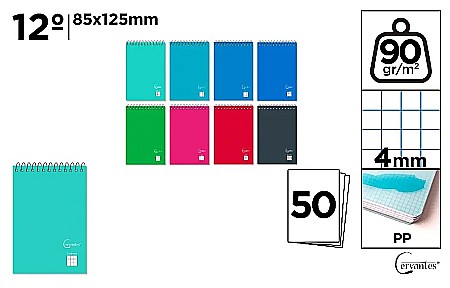 Blocnotes - NOTES IPB PP 85*125MM SPIRA 50F PATRATELE CULORI ASORTATE PB180
