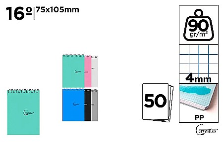 Blocnotes - NOTES IPB PP 75*105MM SPIRA 50F PATRATELE CULORI ASORTATE PB182