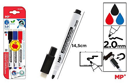 INSTRUMENTE DE SCRIS - MARKER WHITEBOARD IPB CU BURETE 3 CULORI/SET PE128C