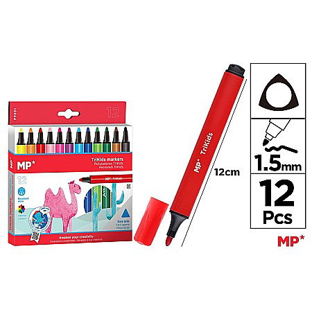 RECHIZITE SCOLARE IPB - CARIOCI TRIKIDS IPB 12 CULORI/SET TRIUNGHIULARE PP891