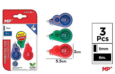 Corector fluid cu pasta corectoare - MINI BANDA CORECTOARE IPB 5MM*6M 3/SET PA137M-3