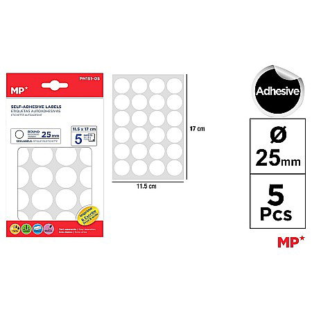 HARTIE PRODUSE DIN HARTIE - ETICHETE ADEZIVE IPB 25MM 5 COLI/SET 120 BUCATI ROTUNDE PN151-05