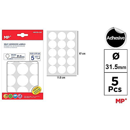 HARTIE PRODUSE DIN HARTIE - ETICHETE ADEZIVE IPB 32MM 5 COLI/SET 75 BUCATI ROTUNDE PN151-06